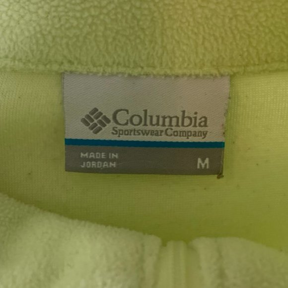 Columbia Neon Yellow Fleece Quarter Zip Long Sleeve Pullover - Picture 3 of 7